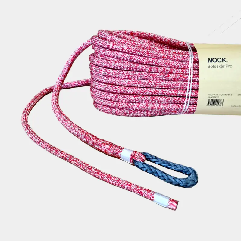 Drisse avec œillet nu NOCK Soteskär Pro, âme PE-UHMW 78, gaine polyester 32 tresses, blanc/rouge Achat Immédiat