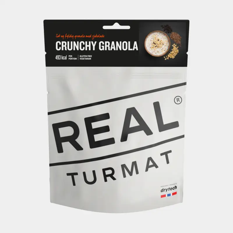 Repas lyophilisé / repas pour le camping Real Turmat Crunchy Granola, sans gluten & végétarien, portion individuelle, 280 g Prix Choc