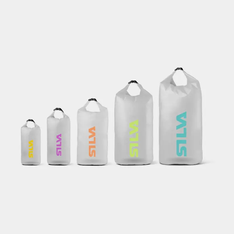 Offre Limitée Ensemble de sacs étanches / sacs étanches Silva TPU, 70D, 3/6/12/24/36 litres, avec support pour lampe frontale, transparent/jaune/violet/orange/vert/bleu, 5-pack
