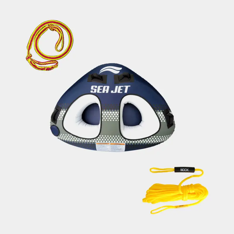 Prix Réduit Bouée tractée Sea Jet Twin, 2 personnes, Ø163 cm, bleu + tubelina 18 meter + extension élastique
