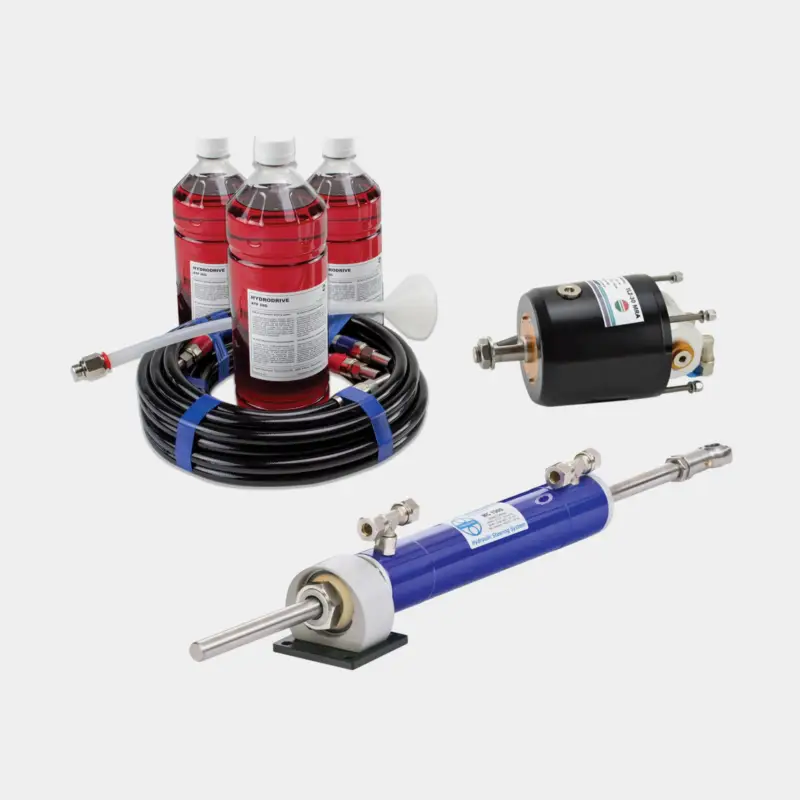 Vente Flash Kit de direction hydraulique Hydrodrive MU100TF-MRA, pour gouvernail d’in-bord sur bateaux jusqu’à 16 mètres (52 pieds) + pompe de barre + flexible hydraulique + huile + vérin + jeu de clés