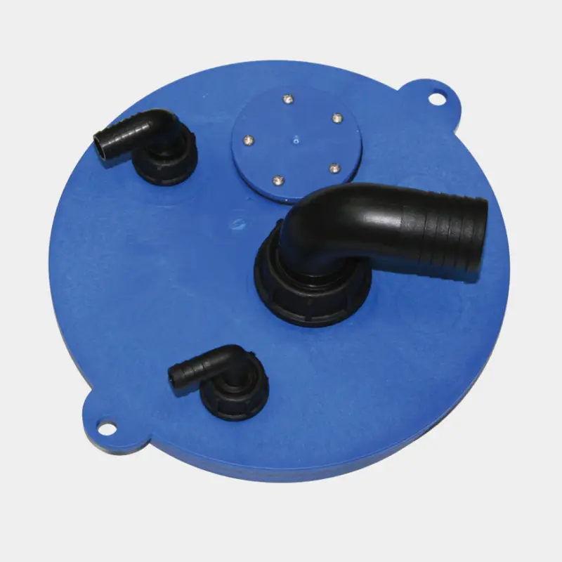 Couvercle de raccordement pour réservoirs d’eau Nuova Rade Diablo Easy Switch, Ø38 mm (entrée), Ø16 mm (aération), Ø12 mm (sortie), plastique, bleu Usine Directe