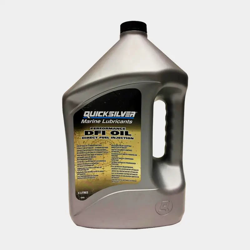 Offre Spéciale Huile moteur DFI semi-synthétique pour 2-temps Quicksilver Performance DFI Oil Direct Injection Synthetic Blend, NMMA TC-W3, 4 litres, pour hors-bord à injection directe (Evinrude E-Tec & Mercury DFI)