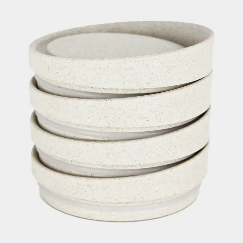 Couvercle pour tasse à café HuskeeCup Universal Lid Natural, écorce de café recyclée, beige, 4-pack Seulement Aujourd'hui
