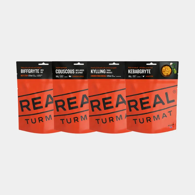 Grand pack repas lyophilisé / repas pour le camping Real Turmat Familjepaket, 4-pack, 1850 gram Must-Have