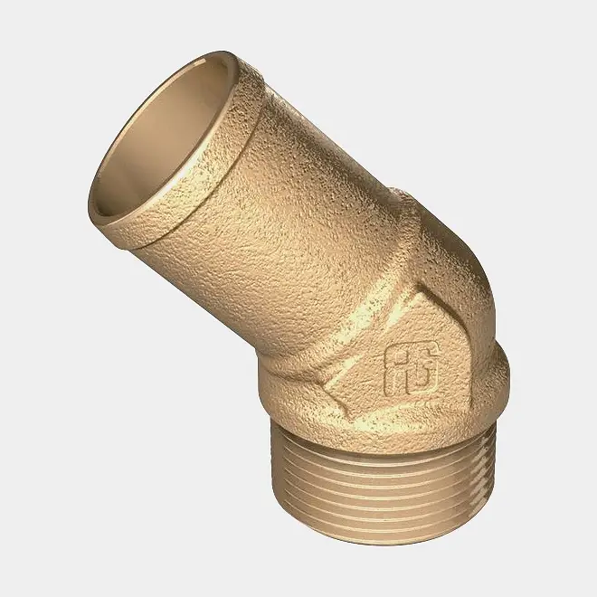 Authentique Embout de tuyau Guidi 45° Hose Connector Male, laiton, incliné 45°, 1 1/4″ G (BSP) (extérieur) à 38 mm (1 1/2″) flexible