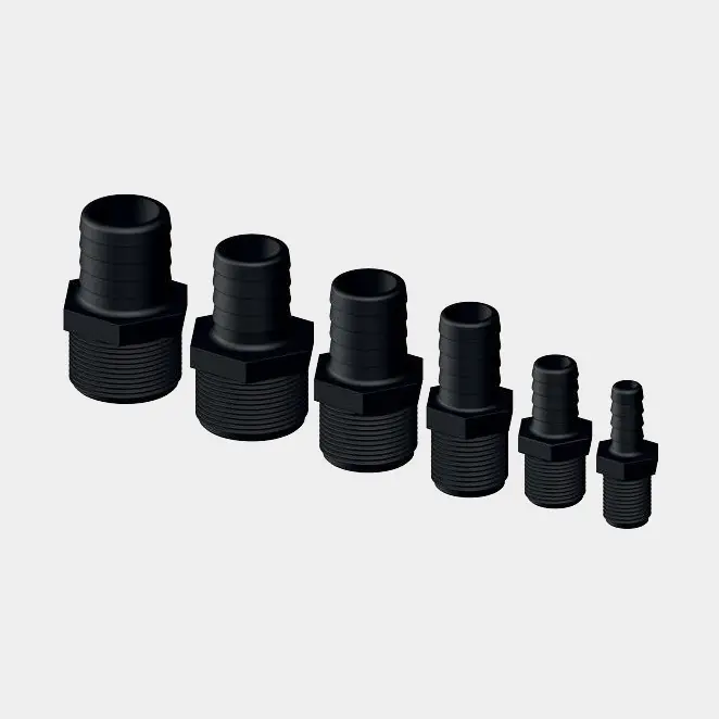Achetez Aujourd'hui Embout de tuyau TruDesign Tail Straight Male Threaded, composite, 1″ G (BSP) (externe) à 28 mm (1 1/8″) tuyau, noir