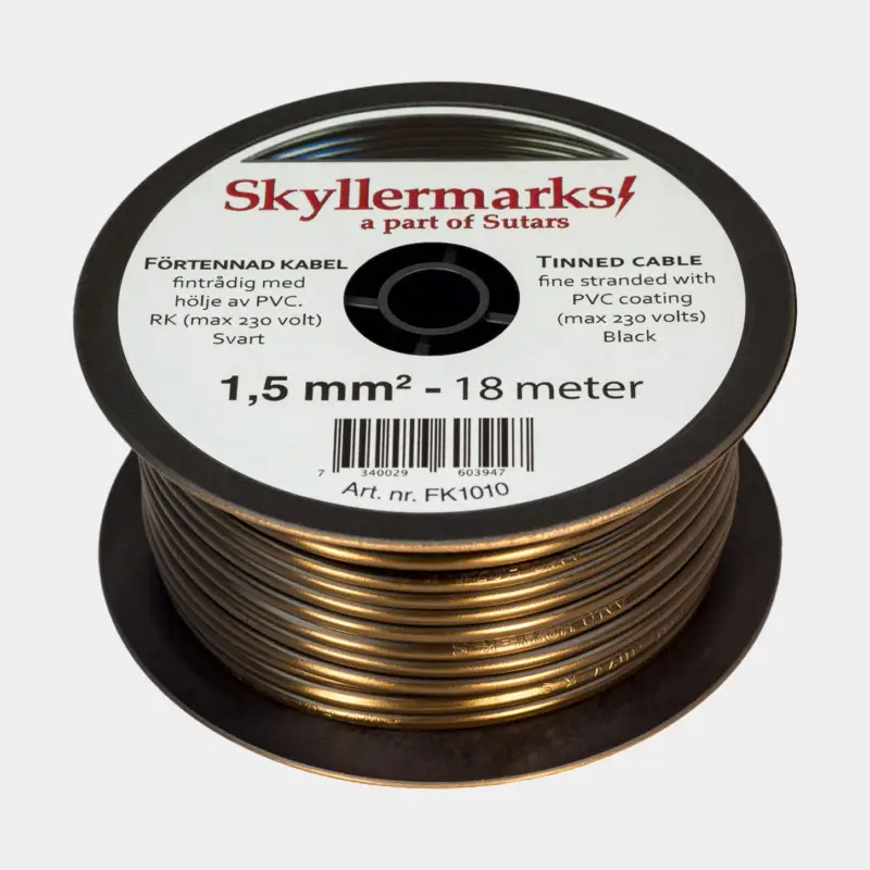 Meilleure Vente Câble en cuivre étamé Skyllermarks RK, rond, 1 conducteur, 1.5 mm², 18 mètres, noir