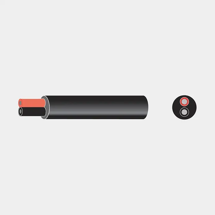 Dernière Chance Câble en cuivre étamé 1852-Marine, rond, à 2 conducteurs, 2 x 2.5 mm², 100 meter, noir/rouge