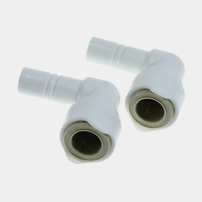 Dernière Chance Coude de raccord Whale Stem Elbow, plastique, Whale Quick Connect 15 mm (WS15) (intérieur) à 15 mm (WS15) (extérieur), blanc, 2-pack