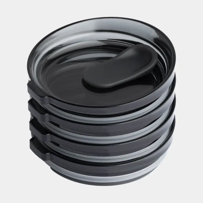 Retour Gratuit Couvercle pour tasse à café HuskeeRenew Stopper Lid Smoke, tritan recyclé, gris, 4-pack