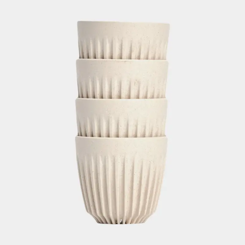 Tasses à espresso HuskeeCup Espresso 3oz Natural, coques de café recyclées, beige, 9 cl / 90 ml, 4-pack Offre Du Jour