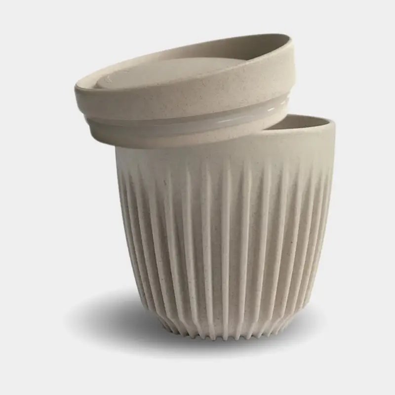 Expédition Rapide Mug voyage / tasse à café avec couvercle HuskeeCup & Lid 6oz Natural, coques de café recyclées, beige, 17.5 cl / 175 ml