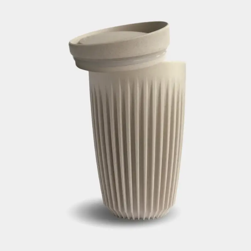 Mug voyage / tasse à café avec couvercle HuskeeCup & Lid 12oz Natural, coques de café recyclées, beige, 35 cl / 350 ml Paiement Sécurisé