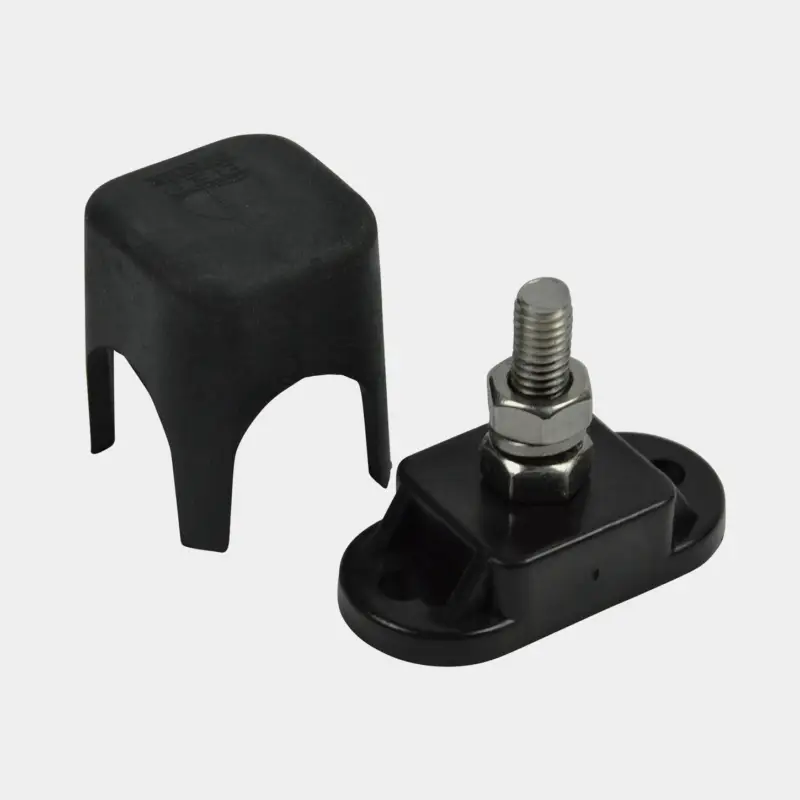 Authentique Barrette de connexion BEP Marine Insulated Stud, 1 x M6, noir (moins), avec couvercle