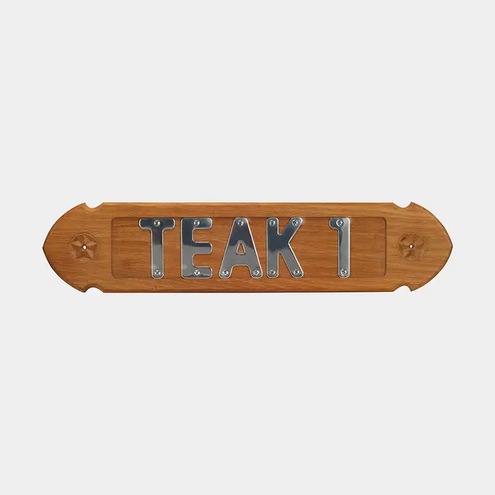 Marque Plaque bateau / plaque bateau Roca, teck, 51 x 11.4 cm, encastrée, approuvée pour bateau