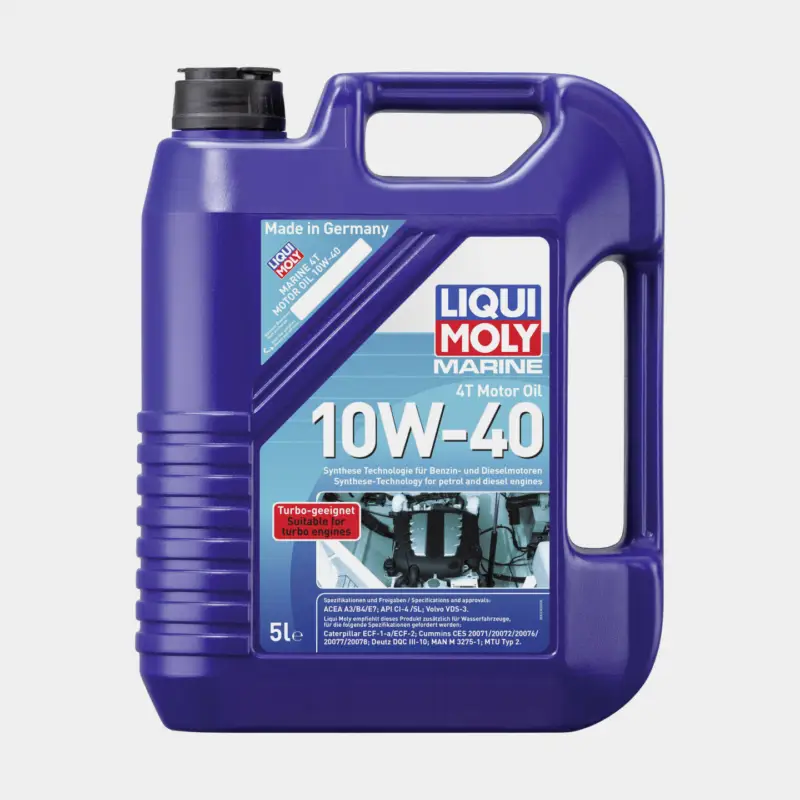 Prix Bas Huile semi-synthétique pour moteurs 4 temps in-bord & hors-bord Liqui Moly Marine 4T Motor Oil 10W-40, pour moteurs essence & diesel, ACEA A3/B4/E7 & API CI-4/SL & Volvo VDS-3, 5 litres