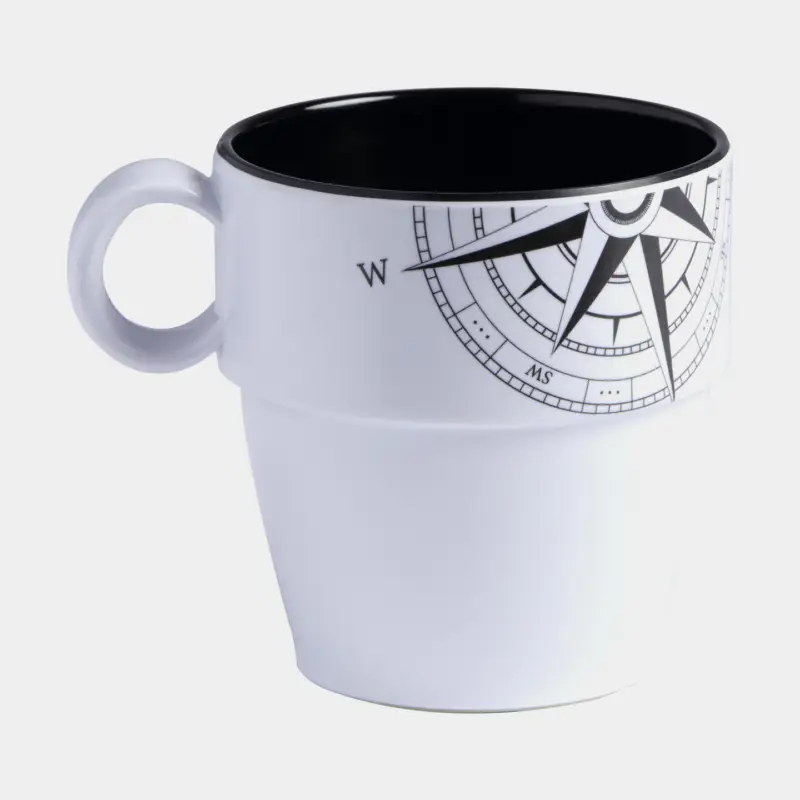 Tasses à café/thé en mélamine Marine Business Lombok, antidérapantes, blanc/noir, 32 cl / 320 ml, 6-pack Meilleure Vente