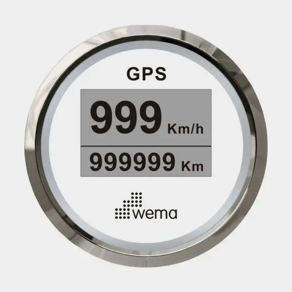 Commander Maintenant Loch numérique Wema Silverline, antibuée, Ø52 mm, 12 V / 24 V, 0 – 999 nœuds, argent/blanc, avec antenne GPS + câble (5 mètres)
