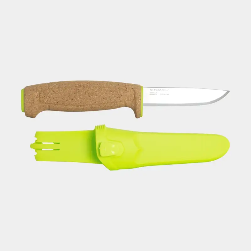 Couteau de plein air flottant Morakniv Couteau Flottant (S), 223 mm, liège / acier inoxydable suédois recyclé, vert citron Nouvelle Collection