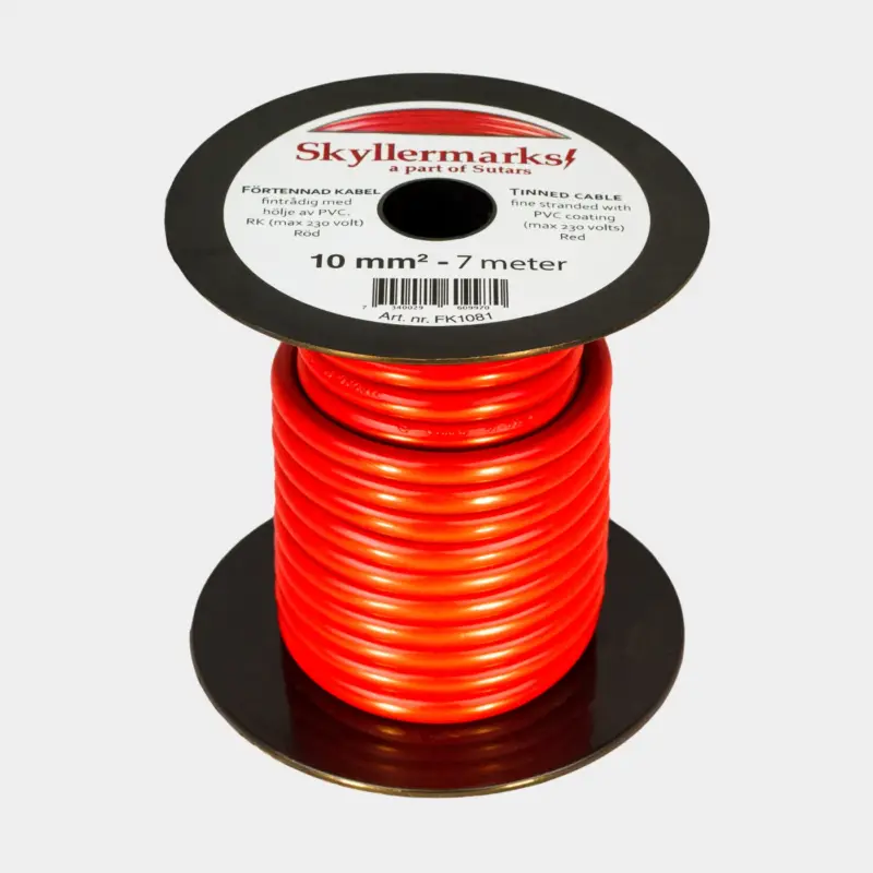 Promotion Câble en cuivre étamé Skyllermarks RK, rond, 1 conducteur, 10 mm², 7 mètres, rouge
