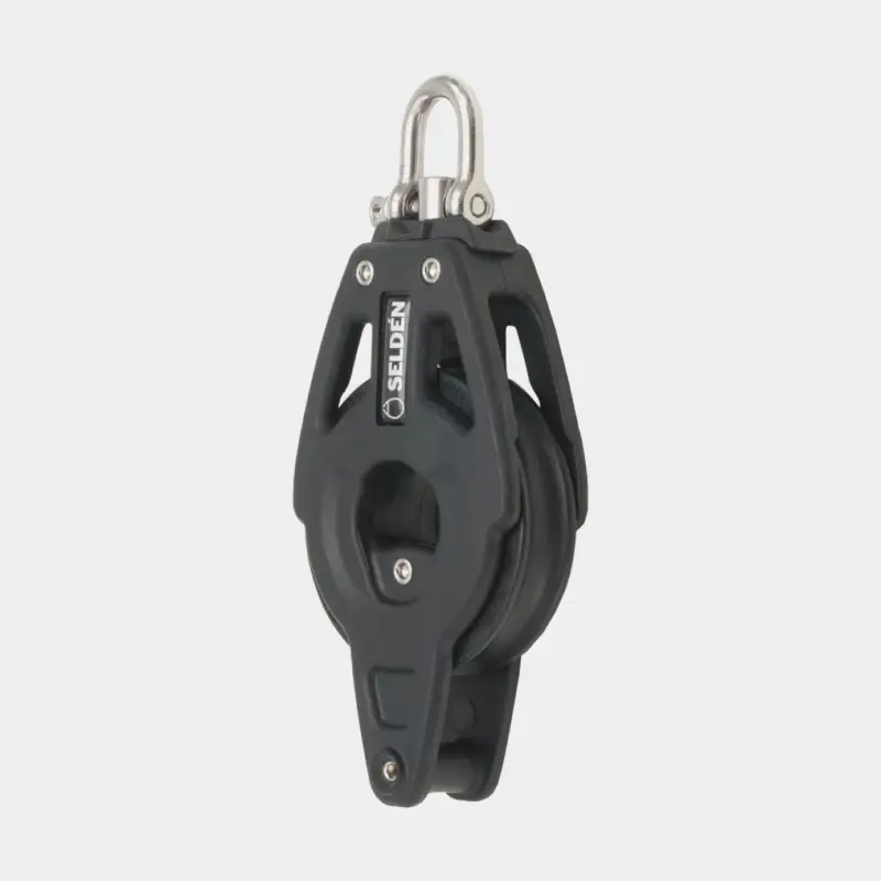 Promotion Poulie simple avec manille Seldén BBB 60 Heavy Duty, fixe/tournant, à roulement à billes, avec anneau de guidage, pour cordages Ø6 – 10 mm