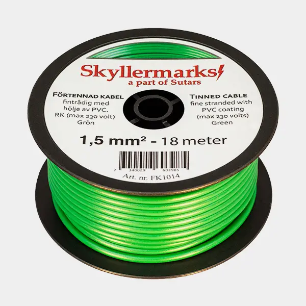 Vente Flash Câble en cuivre étamé Skyllermarks RK, rond, 1 conducteur, 1.5 mm², 18 mètres, vert