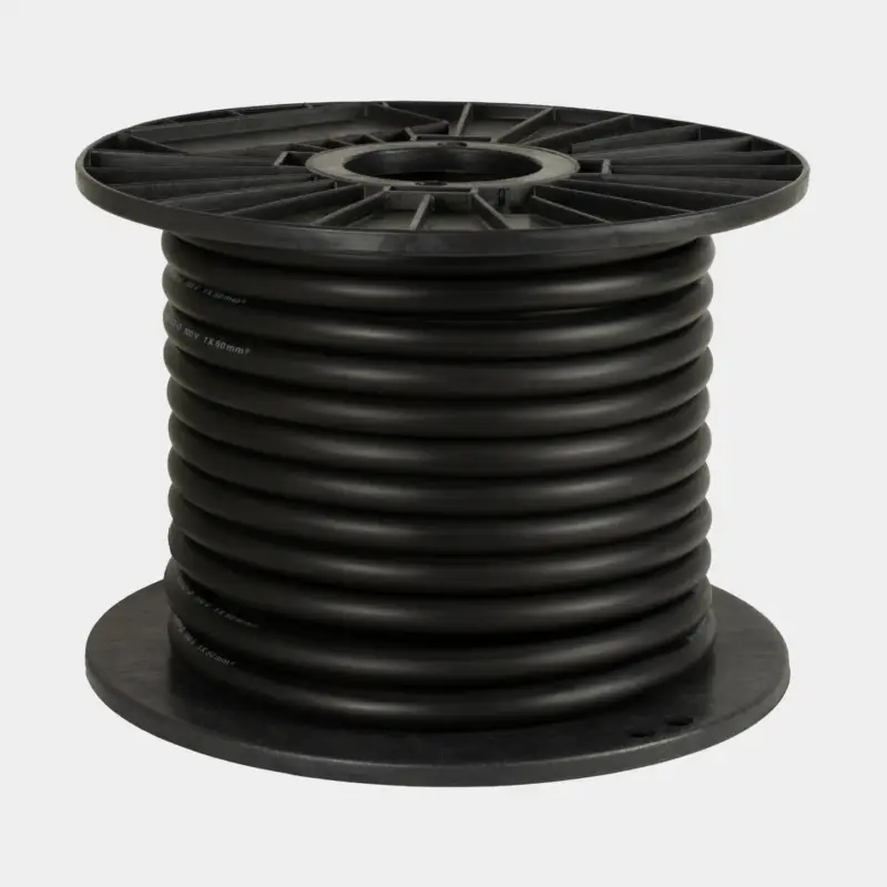 Câble en cuivre étamé Skyllermarks, extra flexible, avec gaine en caoutchouc, rond, 1 conducteur, 10 mm², 50 mètres, noir Nouvelle Collection