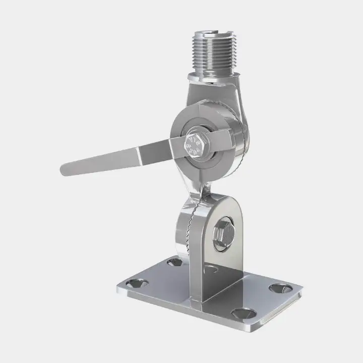 Expédition Rapide Support d’antenne Shakespeare 4187, réglable 4 directions, pour montage sur pont, filetage 1″ x 14, acier inoxydable, argenté