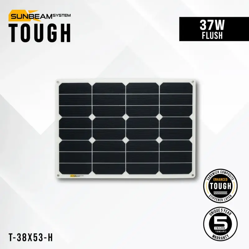 Panneau solaire souple Sunbeam Tough 37W Flush, 36.9 W, monocristallin, 12 V, 535 x 378 mm Offre Du Jour