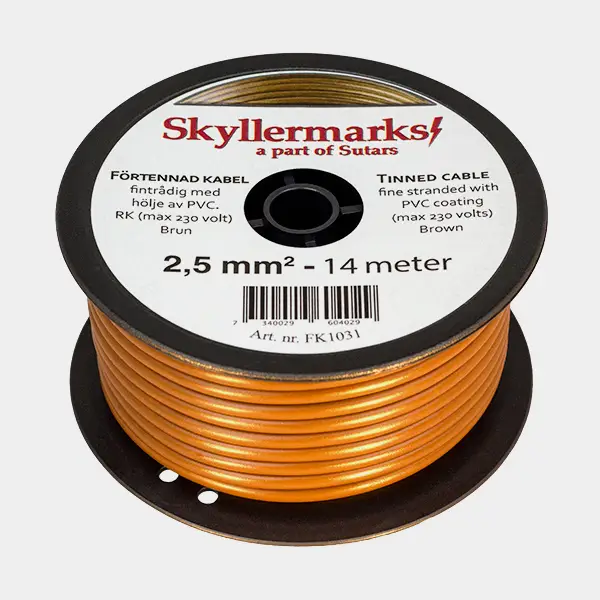 Câble en cuivre étamé Skyllermarks RK, rond, 1 conducteur, 2.5 mm², 14 meter, brun Petit Prix