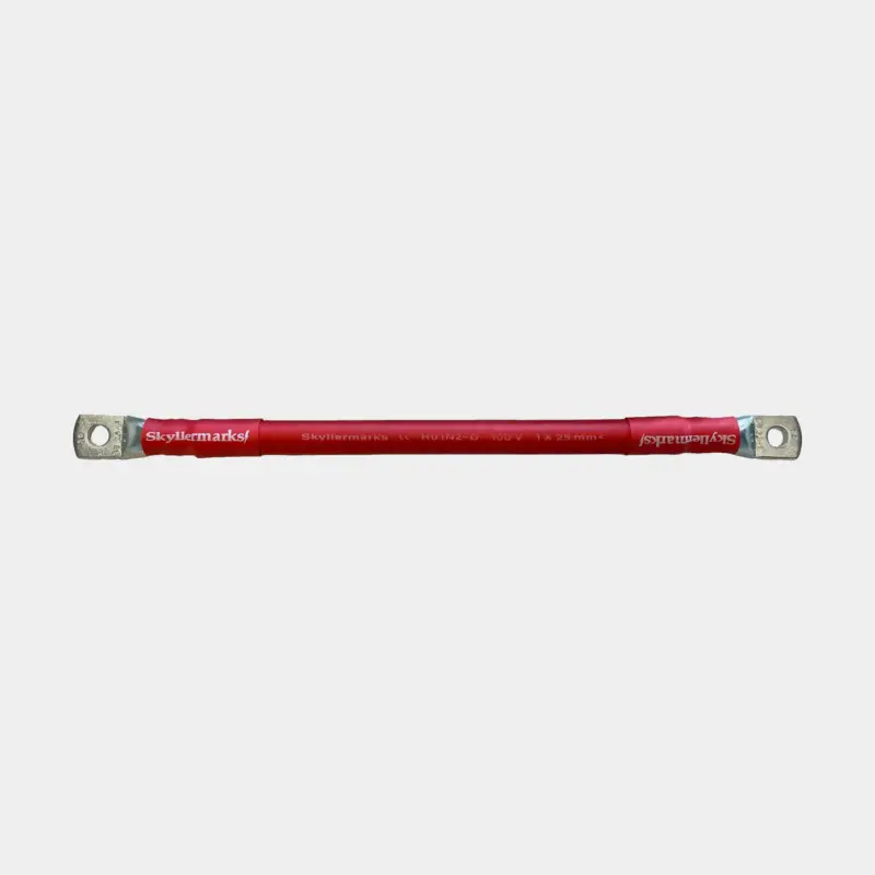 Câble de batterie en cuivre étamé préserti Skyllermarks, avec gaine en caoutchouc, rond, 1 conducteur, 35 mm², 0.9 mètre, M6 + M8, rouge (plus) Promotion Saisonnière