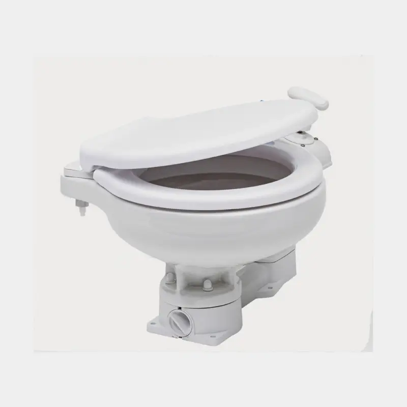 Promotion WC de bateau manuel Ocean Compact SoftClose, pour remplissage à l’eau de mer, petite cuvette, avec vanne de sortie verrouillable