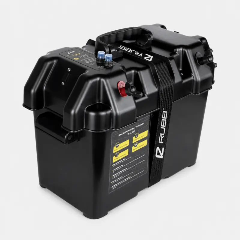 Bac à batterie avec prise électrique & fusible RUBB Smart Battery Box, 350 x 190 x 235 mm Dernière Chance